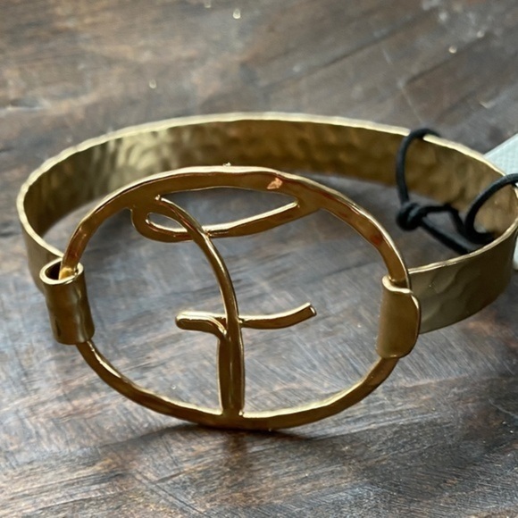 Anthropologie Gold Monogram F Bracelet - Picture 1 of 2